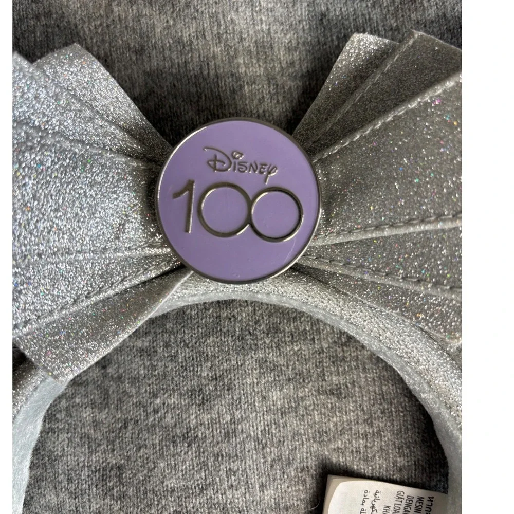 Disney 100th Anniversary Cast Member Exclusive Minnie Ears Silver Studded Bow